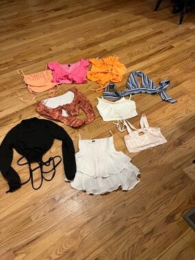 Mixed Women's Crop Tops & Mini Skirt Set - Multi Color. 9 items